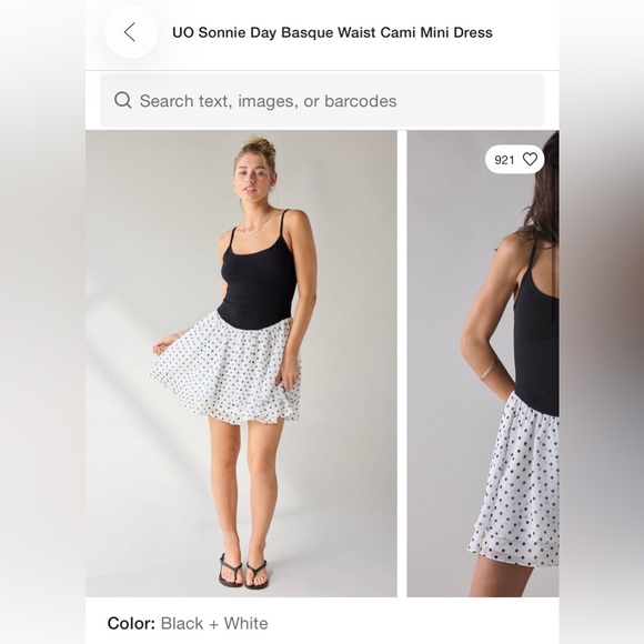 Women’s UO Sonnie Day Basque Waist Cami Mini Black & White Polka Dot Dress - Picture 9 of 10